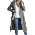 Auxo Women Coat Long Jacket Padded Long Sleeve Open Front Overcoat Ladies Outwear Winter Cardigans Pocket Coatigan B-Grey 8