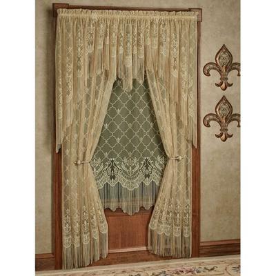 Fleur de Lis Lace Curtain Panel, 56 x 84, Antique Gold