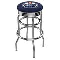 Holland Bar Stool NCAA Bar & Counter Stool Plastic/Acrylic/Leather/Metal/Faux leather in Gray | 30 H x 18 W x 18 D in | Wayfair L7C3C25EdmOil