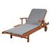 Longshore Tides Medrano Chaise Lounge w/ Cushion Wood/Solid Wood in Brown/White | 37 H x 22 W x 72 D in | Outdoor Furniture | Wayfair