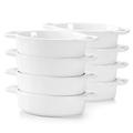 LOVECASA Porcelain gratin Dish, 230ml Rectangular Set of 8 Small Tapas/Lasagna/Baking Dishes with Double Handle-Set of 8, Colourful(16 x 8.5 x 3.8cm) (White 210ml, Set of 8)