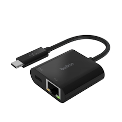Belkin USB-C Gigabit-Ethernet- Adapter 60W PD schw. INC001btBK Digital/Daten Netzwerk Image