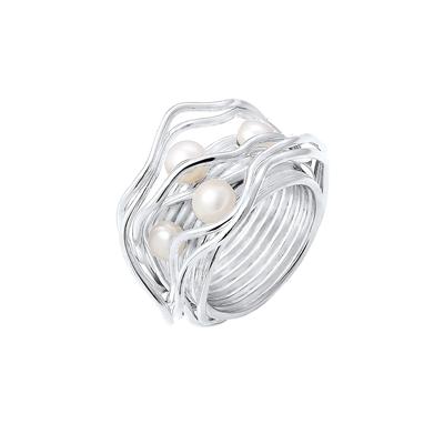 Nenalina - Nenalina Ring Verknotet Gewoben Süßwasserperlen 925 Silber Ringe 1 ct Damen