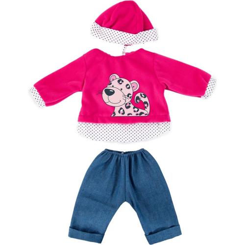Kleider Puppen 40-46 cm: 3-tlg. - Hose, Oberteil, Mütze, blau/pink pink/gelb Kleinkinder