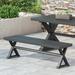 Gracie Oaks Aluminum Picnic Outdoor Bench Metal in Black | 17.25 H x 59 W x 15.75 D in | Wayfair 01E6E60B7BF64598B20F3C0DEFE13DFB