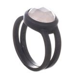 Contemporary Rose,'Oxidized Sterling Silver Ring with Rose Quartz'