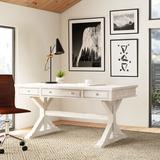 Gracie Oaks Brookstonval Solid Wood Desk Wood in Brown/White | 30 H x 60 W x 32 D in | Wayfair DRBC4481 32177071