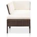 Charlton Home® 3 Piece Outdoor Sofa Set w/ Footrest Poly Rattan Wood in Brown | 26.4 H x 27.2 W x 27.2 D in | Wayfair