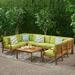 Wade Logan® Caernarfon 9 Piece Sectional Seating Group w/ Cushions Wood/Natural Hardwoods in Brown/White | Outdoor Furniture | Wayfair