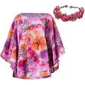 NUWIND Carole Baskin Costume Shirt Cloak Cape for Women Halloween Cosplay Costume Tiger Party Joe Exotic Loose Printed Top Outfit (L) Pink