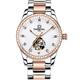 CARNIVAL Womens Skeleton Automatic Mechanical Synthetic Sapphire Crystal Rose Gold Stainless Steel Lady Sapphire Waterproof White Watch, rose gold/white face, fashion