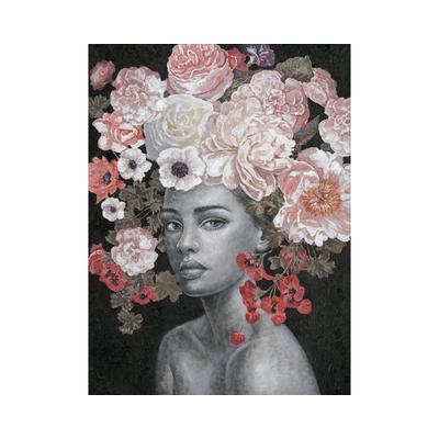 La Casa »Lady mit Rosen-Hintergrund schwarz« Ölbild handbemalt 90x120 cm Image