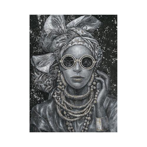 La Casa »Lady mit Kopfbedeckung schwarz weiß« Ölbild handbemalt 90x120 cm