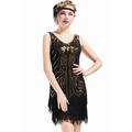 BABEYOND Damen Retro 1920er Stil Flapper Kleider mit Zwei Schichten Troddel V Ausschnitt Great Gatsby Motto Party Kostüm Kleider