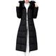 Women Quilted Winter Long Down Coat TUDUZ Puffer Fur Collar Hooded Parka Overcoat Slim Thick Cotton-Padded Outerwear Jackets(YA Black,UK(Bust)-M/CN-XL)