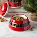 The Holiday Aisle® Sifuentes Santa Belt Pet Bowl Porcelain/Stoneware (dishwasher safe)/Ceramic in Red | 4 H x 8 W x 8 D in | Wayfair CAMZ10691