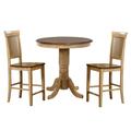 "Sunset Trading Brook 3 Piece 36"" Round Pub Table Set with Fancy Slat Stools - Sunset Trading DLU-BR3636CB-B70-PW3PC"