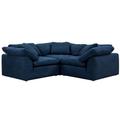 Sunset Trading Cloud Puff 3 Piece Slipcovered Modular Sectional Small L Shaped Sofa In Navy Blue Performance Fabric - Sunset Trading SU-1458-49-3C