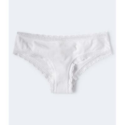 Aeropostale Womens' Lace-Trimmed Cheeky - White - Size XL - Cotton