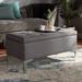 Baxton Studio Mabel Modern Transitional Grey Fabric & Silver Finished Metal Storage Ottoman - Wholesale Interiors WS-20093 -Grey/Silver-Otto