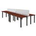 "Kee 60"" x 24"" Double Benching System w/ Privacy Divider in Cherry/ Black - Regency MBSPD12024CHBPBK"