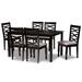 Baxton Studio Lanier Modern Grey Fabric & Dark Brown Finished Wood 7-PC Dining Set - Wholesale Interiors RH318C-Grey/Dark Brown-7PC Dining Set