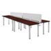 "Kee 60"" x 24"" Double Benching System w/ Privacy Divider in Mahogany/ Chrome - Regency MBSPD12024MHBPCM"