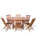 7-Piece Oval Folding Chair Set & Cushion, White - All Things Cedar TE70-22-W
