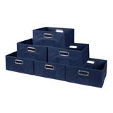 Niche Cubo Set of 6 Half-Size Foldable Fabric Storage Bins in Blue - Regency HTOTE066PKBE