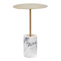 Symbol Side Table in Gold Metal, White Marble - LumiSource TB-SYMBOL AUWM