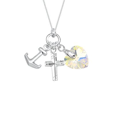 Elli - Anker Herz Kreuz Kristalle Silber Ketten 1 ct Damen