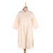 Alabaster Bliss,'Embroidered Cotton and Linen Blend Shirtdress'