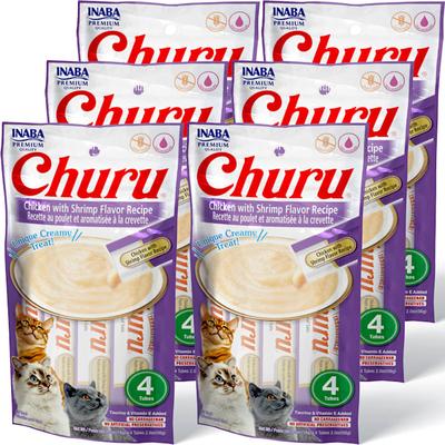 Inaba Churu Chicken with Shrimp Flavor Recipe Cat Treats, .5 oz., Count of 24