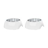 White Stainless Steel Nonslip Rubber Bottom Food & Water Station for Dogs & Cats, 1.5 Cup, Medium