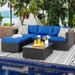 Wade Logan® Harbaugh 3-Piece Rattan Sectional Seating Group w/ Cushions Synthetic Wicker/All - Weather Wicker/Wicker/Rattan in Black | Outdoor Furniture | Wayfair