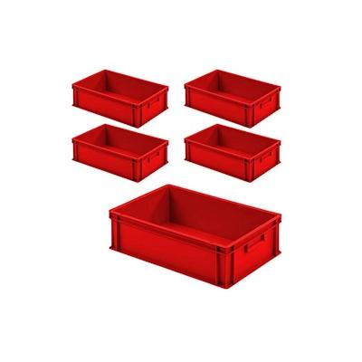 BRB 5x Eurobehälter mit 2 Griffleisten, 600x400x175 mm, rot Image
