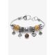 Women's Antique Silvertone Simulated Birthstone 8" Charm Bracelet by PalmBeach Jewelry in November