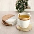 Mascot Hardware Fusion Wood & Marble 4 Pieces Coaster Set Wood/Marble in Brown/White | 0.51 H x 2.36 D in | Wayfair CTR051