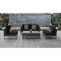 Joss & Main Savion 5 Piece Rattan Sectional Seating Group w/ Cushions Synthetic Wicker/All - Weather Wicker/Wicker/Rattan in Brown | Outdoor Furniture | Wayfair