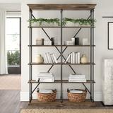 Greyleigh™ Kyler Steel Etagere Bookcase Wood/Metal in White/Brown | 84.25 H x 58 W x 15 D in | Wayfair B39379F9C0F441408B721E4691C05750