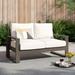 Joss & Main Inci 55" Wide Outdoor Loveseat w/ Cushions Metal/Sunbrella® Fabric Included in Black/Brown | 30.33 H x 55 W x 29.5 D in | Wayfair