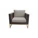 Joss & Main Savion Patio Chair w/ Cushions Wicker/Rattan in Gray/White/Brown | 29.5 H x 38.2 W x 33.5 D in | Wayfair BARCELONA-04g-GLD-BEIGE
