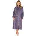 Slenderella Ladies Zip Up Dressing Gown Womens Soft Waffle Fleece Bath Robe Large (Grey)