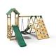 Rebo® Wooden Climbing Frame with Swings, 6 and 8ft Slides and Climbing Wall - Crestone Green | OutdoorToys | Pressure Treated Timber, Sturdy Wooden Construction