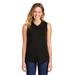 District DT1375 Women's Perfect Tri Sleeveless Hoodie Top in Black size Medium | Triblend