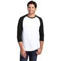 District DM136 Perfect Tri 3/4-Sleeve Raglan T-Shirt in Black/White size XL | Triblend