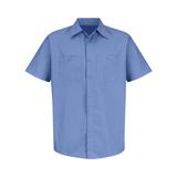 Red Kap CS20 Short Sleeve Striped Industrial Work Shirt in Petrol Blue/Navy Blue size 2XLR | Cotton/Polyester Blend