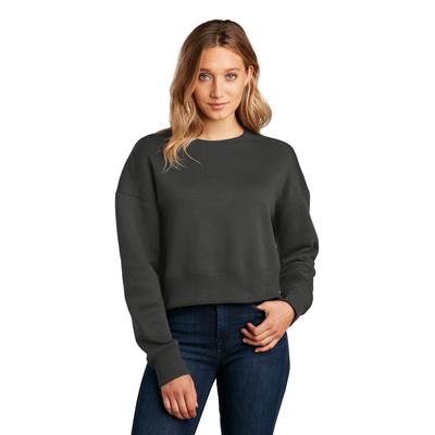 District DT1105 Women's Perfect Weight Fleece Cropped Crew in Charcoal size Small | Cotton