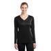 Sport-Tek LST353LS Women's Long Sleeve PosiCharge Competitor V-Neck Top in Black size Small | Polyester