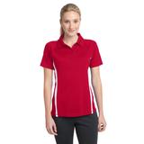 Sport-Tek LST685 Women's PosiCharge Micro-Mesh Colorblock Polo Shirt in True Red/White size XS | Polyester